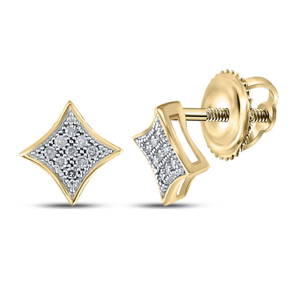 Kite .05cttw Diamond Earrings .925 Sterling Silver Yellow Gold HipHopBling