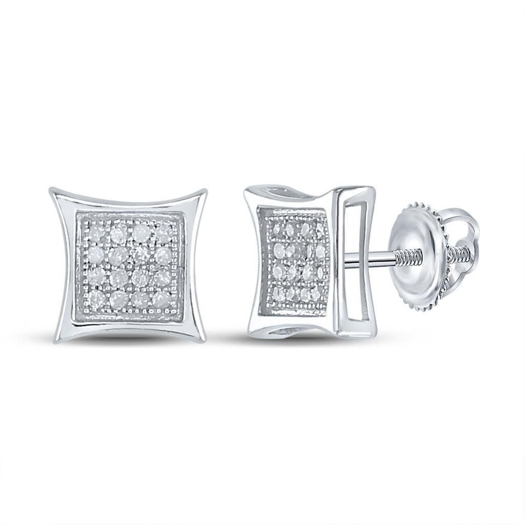 Kite .10cttw Diamond Earrings .925 Sterling Silver White Gold HipHopBling