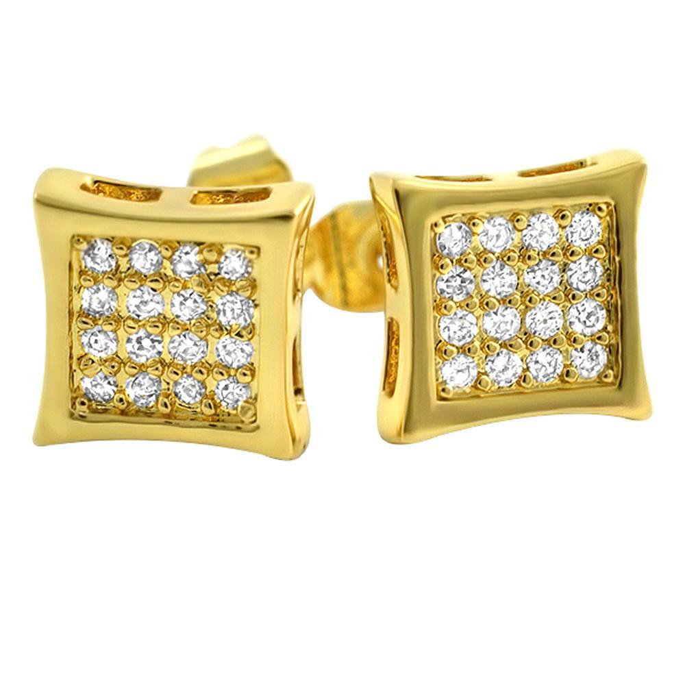 Kite 32 Stone CZ Gold Earrings HipHopBling
