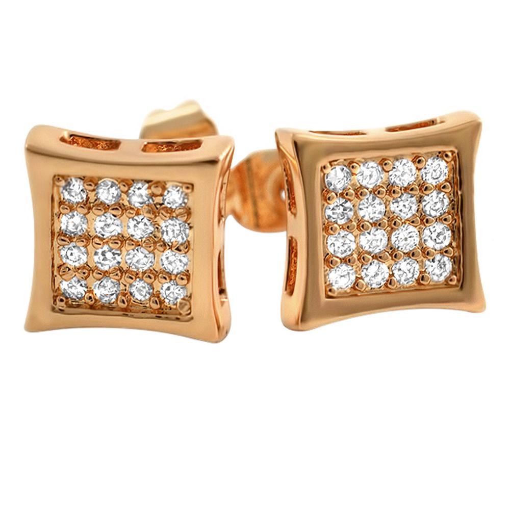 Kite 32 Stone CZ Rose Gold Bling Bling Earrings HipHopBling