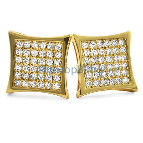 Kite 72 Stones CZ Gold Bling Bling Earrings HipHopBling