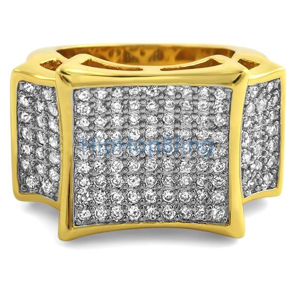 Kite Bling Bling Ring Gold Micro Pave Set 7 HipHopBling