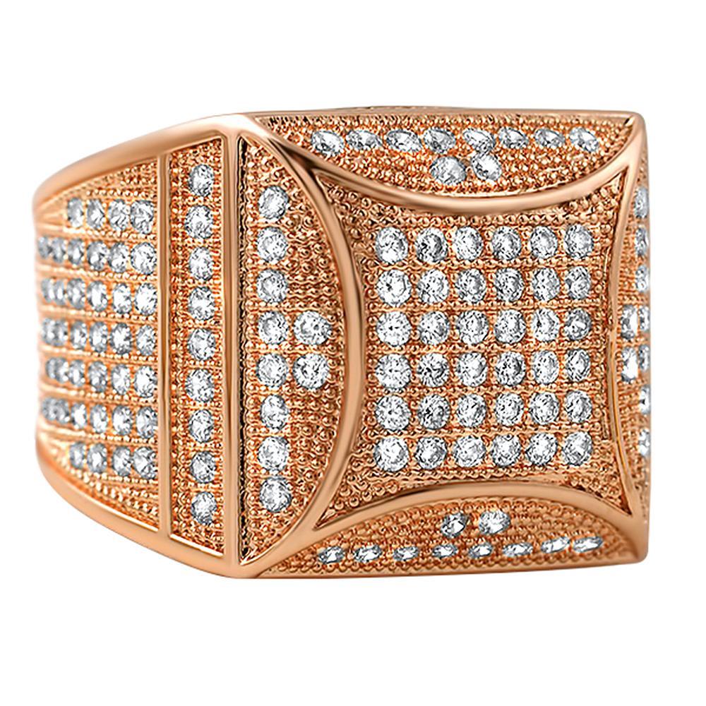 Kite Box Bling Bling Rose Gold CZ Micro Pave Ring 7 HipHopBling