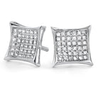 Kite Diamond Earrings in .925 Sterling Silver | 4 Sizes | 2 Colors 10MM .25 Carats White Gold HipHopBling