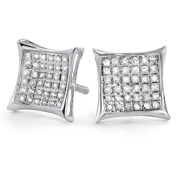 Kite Diamond Earrings in .925 Sterling Silver | 4 Sizes | 2 Colors 10MM .25 Carats White Gold HipHopBling