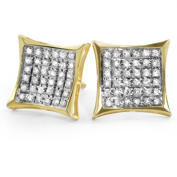 Kite Diamond Earrings in .925 Sterling Silver | 4 Sizes | 2 Colors 10MM .25 Carats Yellow Gold HipHopBling