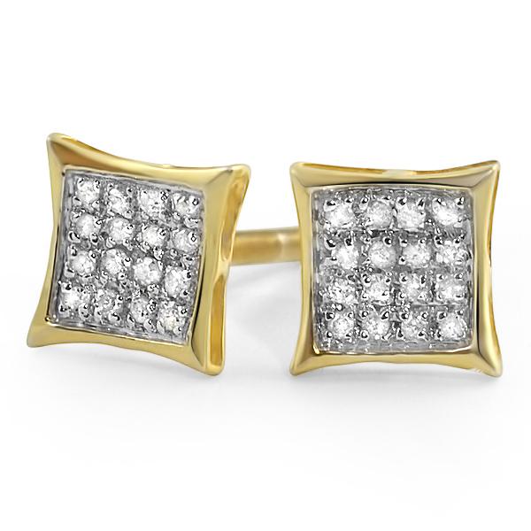 Kite Diamond Earrings in .925 Sterling Silver | 4 Sizes | 2 Colors 7MM .10 Carats Yellow Gold HipHopBling