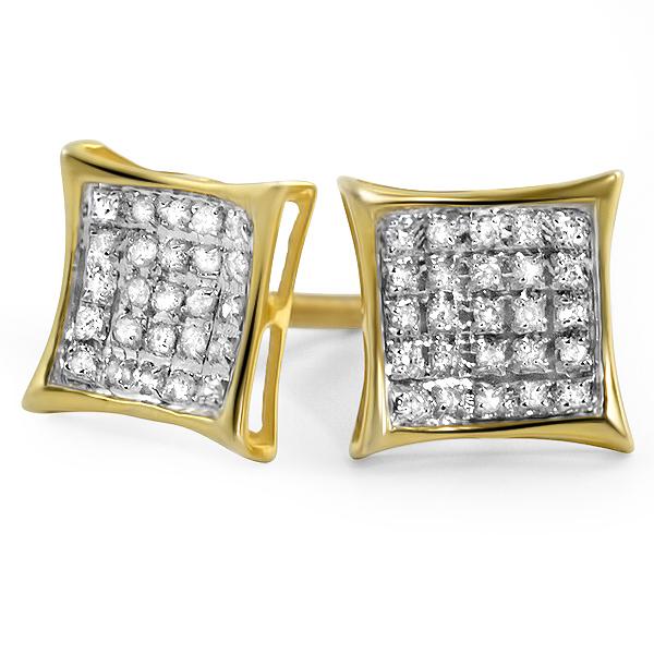 Kite Diamond Earrings in .925 Sterling Silver | 4 Sizes | 2 Colors 8MM .15 Carats Yellow Gold HipHopBling