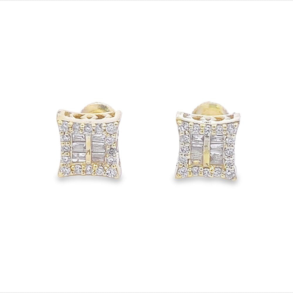 Kite Double Baguette Diamond Earrings .34cttw 10K Gold 10K Yellow Gold HipHopBling