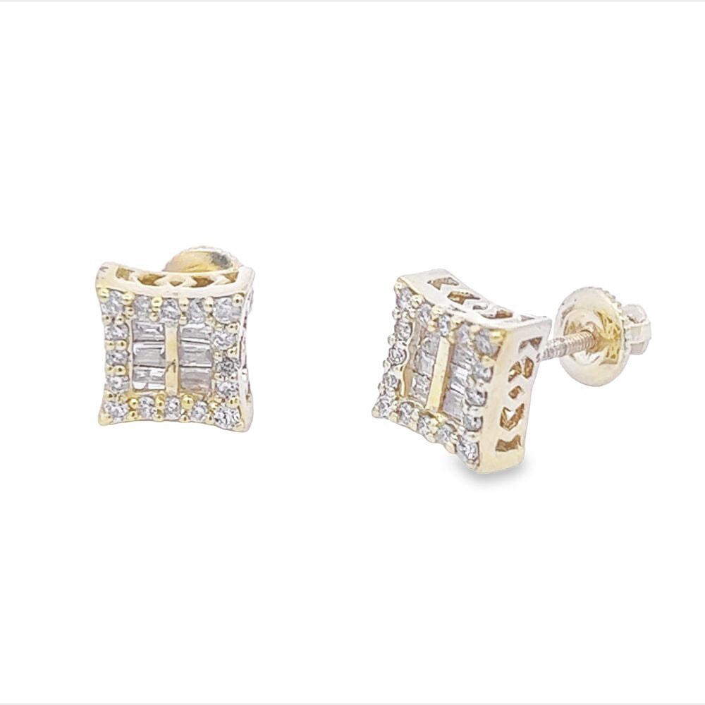 Kite Double Baguette Diamond Earrings .34cttw 10K Gold 10K Yellow Gold HipHopBling