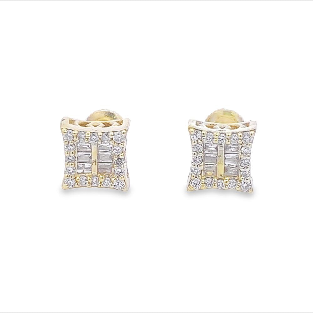 Kite Double Baguette Diamond Earrings .34cttw 10K Gold HipHopBling