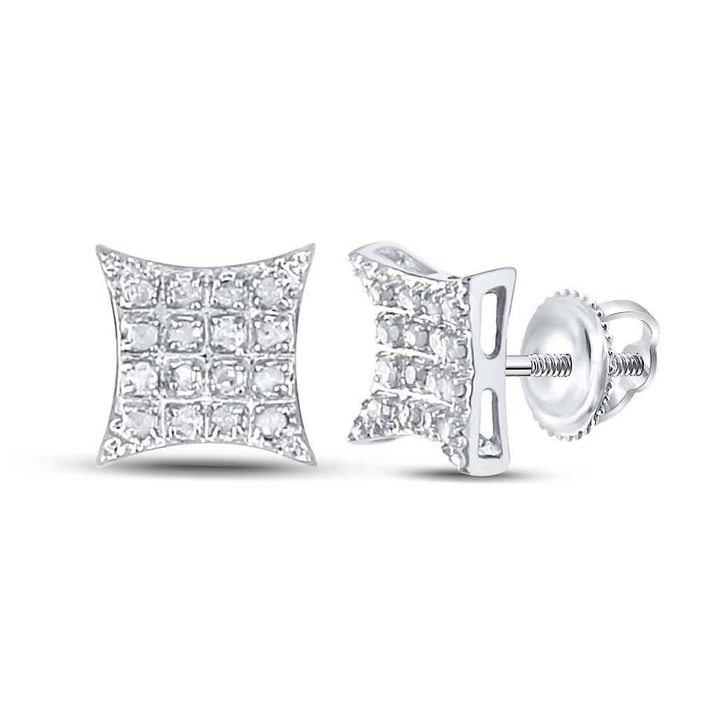 Kite Edgeless Micro Pave Diamond Earrings 10K Gold 10K White Gold S 7MM .10 Carats HipHopBling