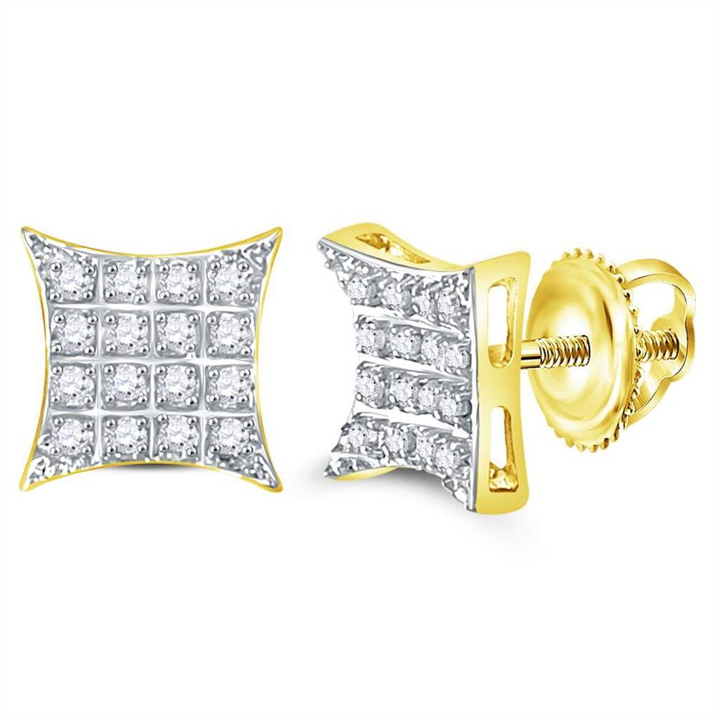 Kite Edgeless Micro Pave Diamond Earrings 10K Gold 10K Yellow Gold S 7MM .10 Carats HipHopBling