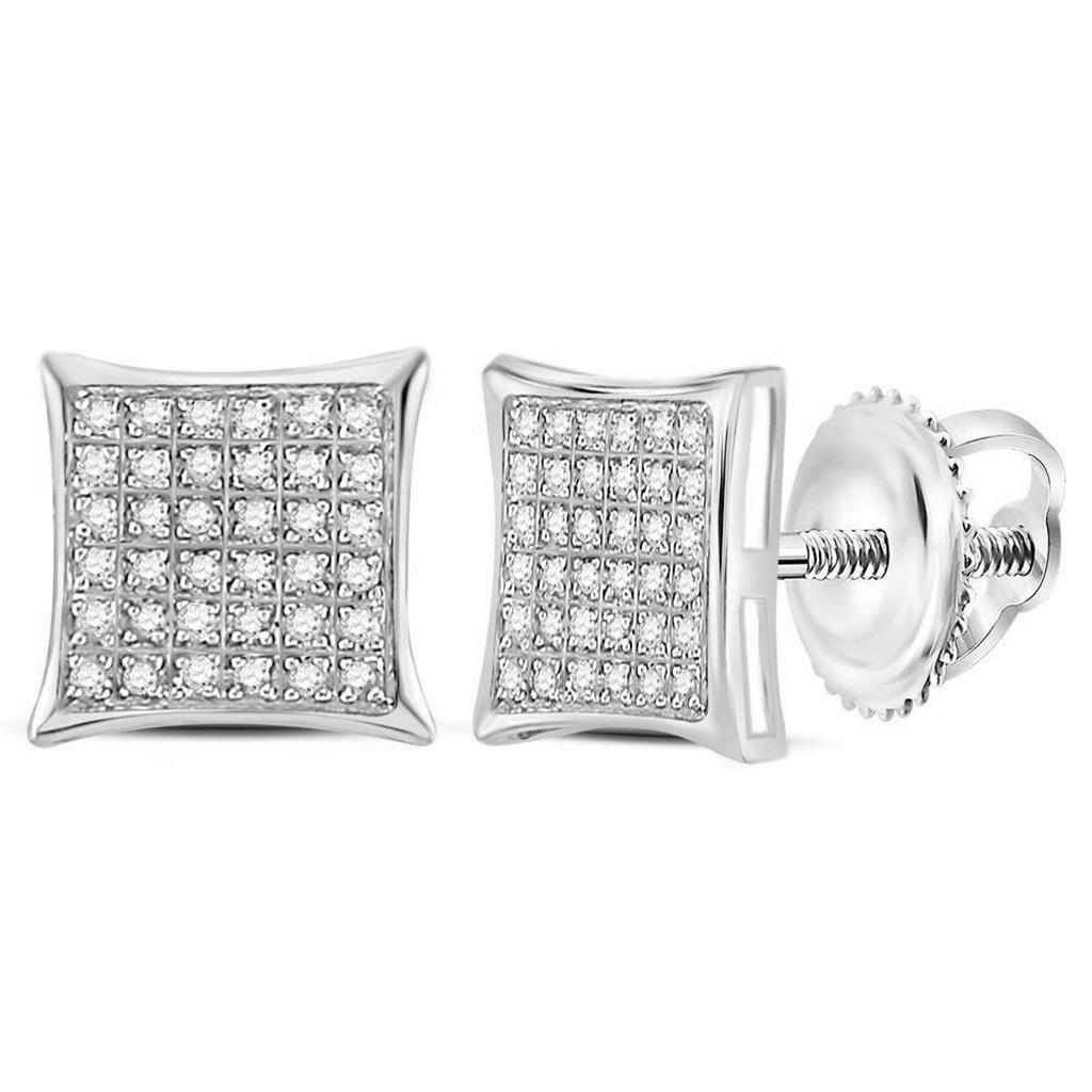 Kite Micro Pave Diamond Earrings 10K Gold 10K White Gold L 10MM .25 Carats HipHopBling