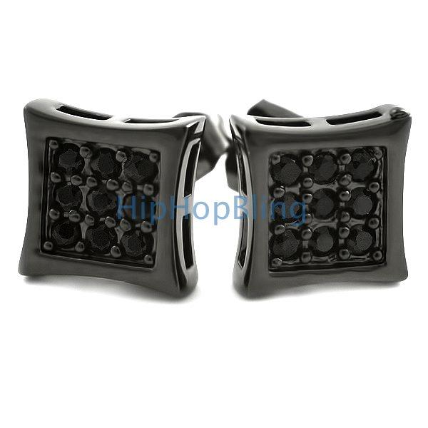 Kite Small Black CZ Micro Pave Earrings HipHopBling