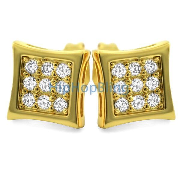 Kite Small Gold CZ Micro Pave Bling Earrings HipHopBling