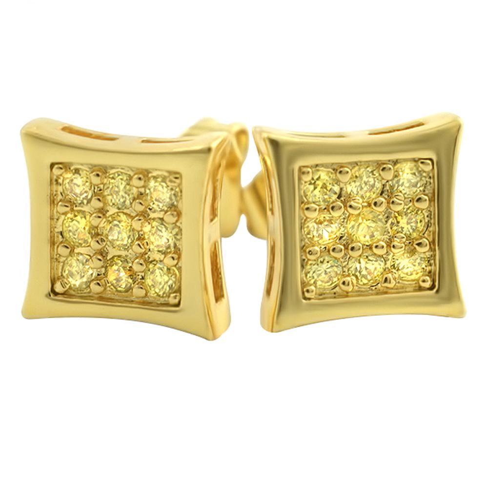 Kite Small Lemonade CZ Micro Pave Earrings HipHopBling