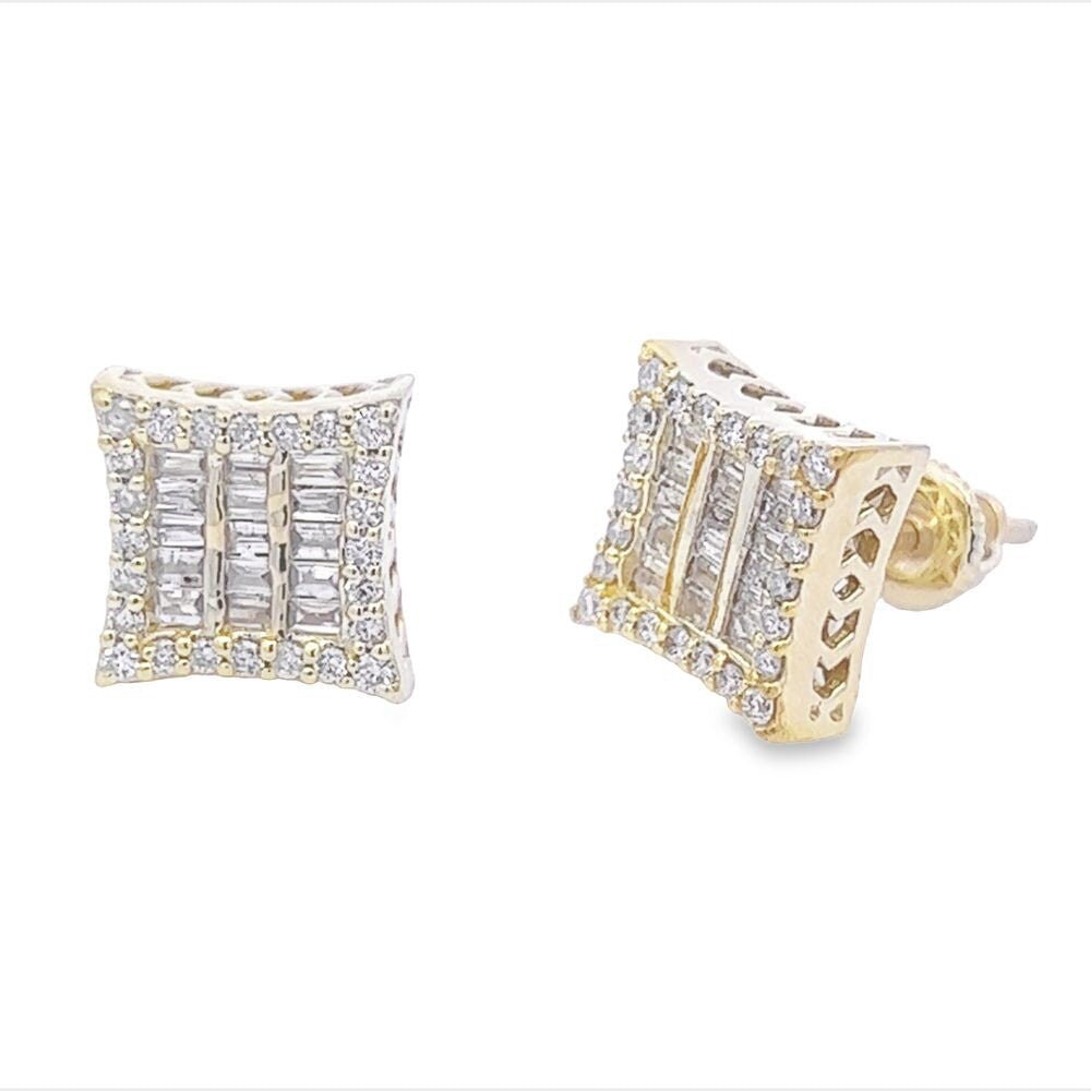 Kite Triple Baguette Diamond Earrings .59cttw 10K Gold 10K Yellow Gold HipHopBling