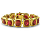 Lab Ruby CZ Clean Frame Gold Bracelet HipHopBling