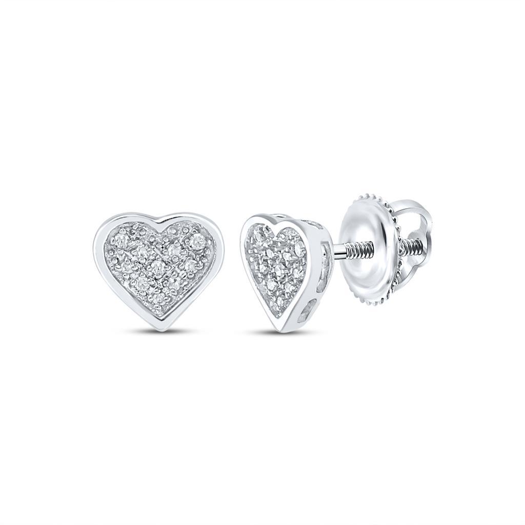 Ladies Heart Diamond Earrings .05cttw .925 Silver Yellow Gold HipHopBling