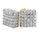 Large 3D Box Gold CZ Earrings HipHopBling