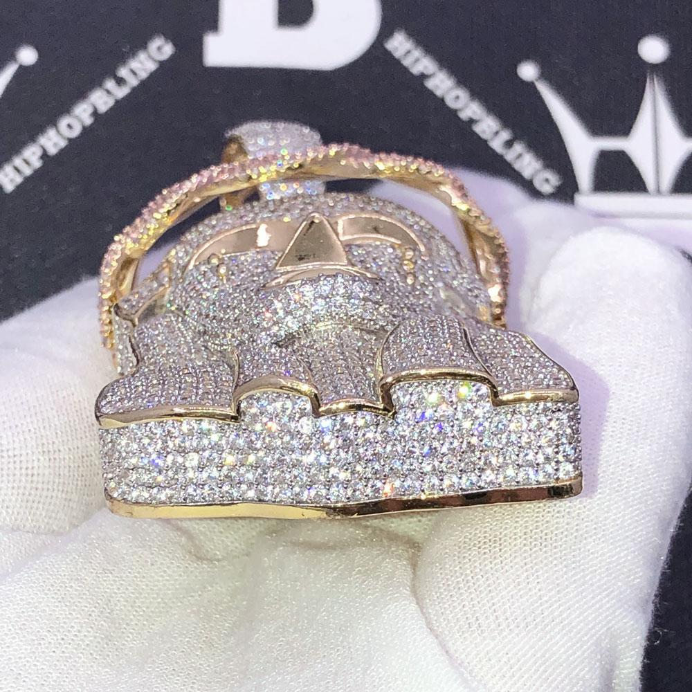 Large 3D Pave Jesus Piece VVS CZ Hip Hop Iced Out Pendant Yellow Gold HipHopBling