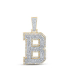 Large 45MM A - Z Initial Letter Baguette Diamond Pendant 10K Yellow Gold B HipHopBling