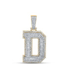 Large 45MM A - Z Initial Letter Baguette Diamond Pendant 10K Yellow Gold D HipHopBling