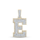 Large 45MM A - Z Initial Letter Baguette Diamond Pendant 10K Yellow Gold E HipHopBling