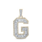 Large 45MM A - Z Initial Letter Baguette Diamond Pendant 10K Yellow Gold G HipHopBling