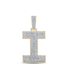 Large 45MM A - Z Initial Letter Baguette Diamond Pendant 10K Yellow Gold I HipHopBling