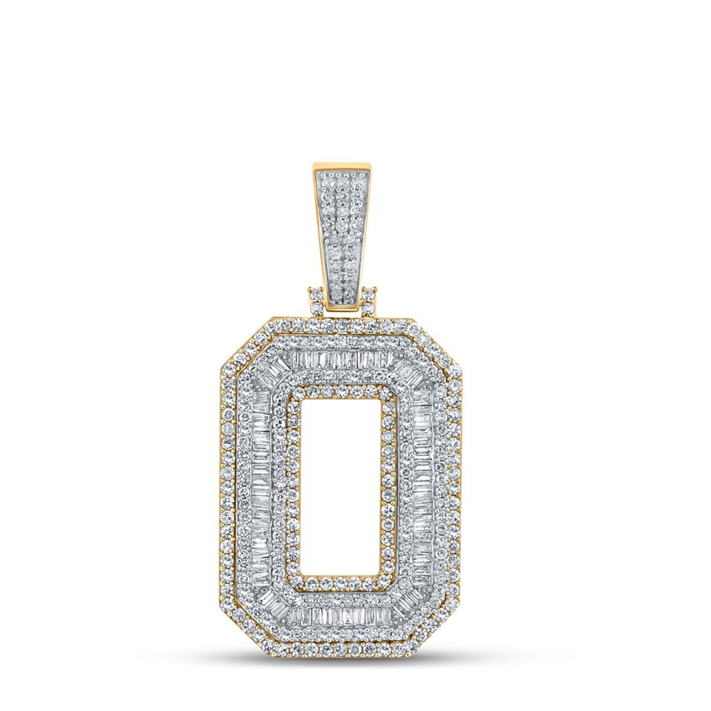 Large 45MM A - Z Initial Letter Baguette Diamond Pendant 10K Yellow Gold O HipHopBling