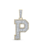 Large 45MM A - Z Initial Letter Baguette Diamond Pendant 10K Yellow Gold P HipHopBling