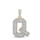 Large 45MM A - Z Initial Letter Baguette Diamond Pendant 10K Yellow Gold Q HipHopBling