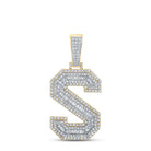 Large 45MM A - Z Initial Letter Baguette Diamond Pendant 10K Yellow Gold S HipHopBling
