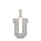 Large 45MM A - Z Initial Letter Baguette Diamond Pendant 10K Yellow Gold U HipHopBling