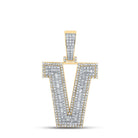 Large 45MM A - Z Initial Letter Baguette Diamond Pendant 10K Yellow Gold V HipHopBling
