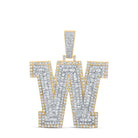 Large 45MM A - Z Initial Letter Baguette Diamond Pendant 10K Yellow Gold W HipHopBling