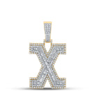 Large 45MM A - Z Initial Letter Baguette Diamond Pendant 10K Yellow Gold X HipHopBling