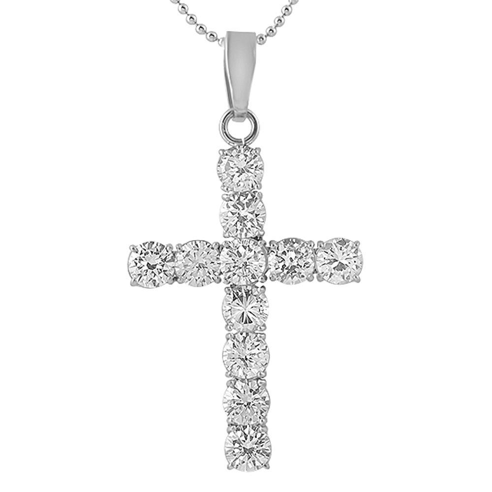 Large 8MM CZ Bling Bling Cross Stainless Steel Pendant Only HipHopBling
