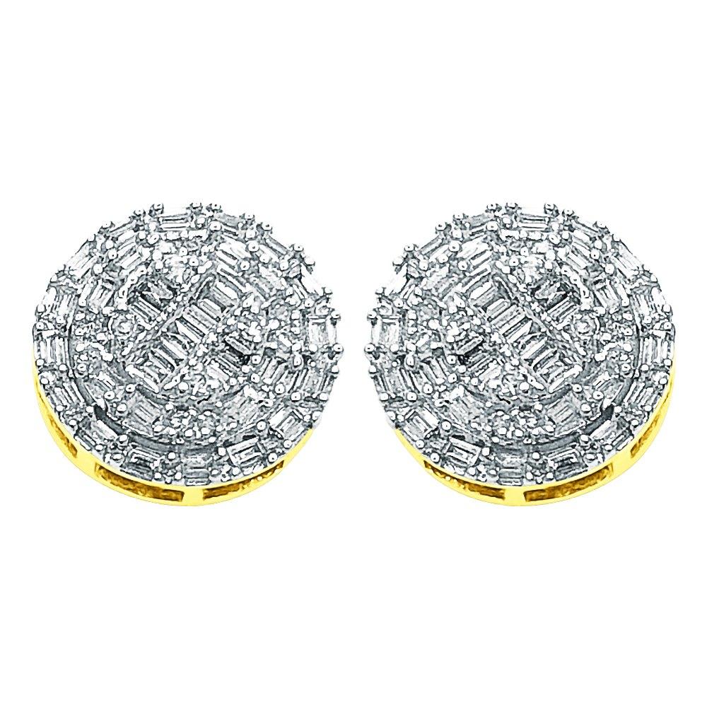 Large Baguette Circle Diamond Earrings .40cttw 10K Yellow Gold HipHopBling