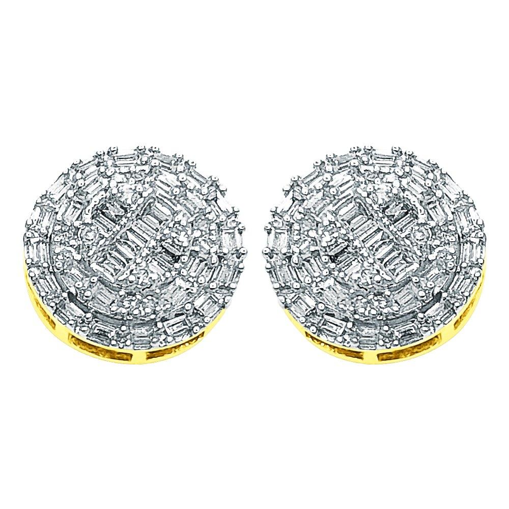 Large Baguette Circle Diamond Earrings .40cttw 10K Yellow Gold HipHopBling
