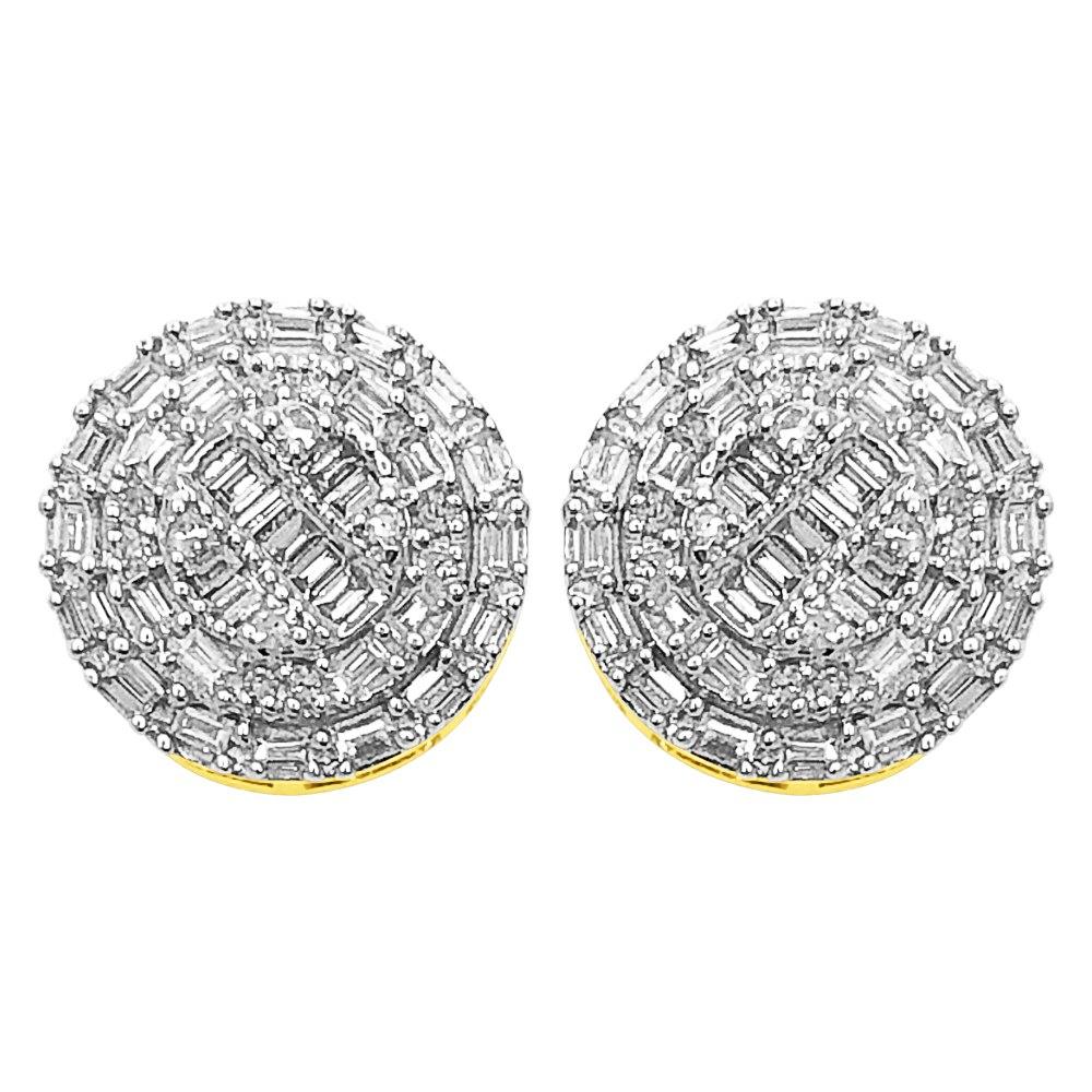 Large Baguette Circle Diamond Earrings .40cttw 10K Yellow Gold HipHopBling