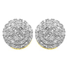 Large Baguette Circle Diamond Earrings .40cttw 10K Yellow Gold HipHopBling