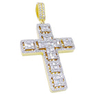Large Baguette Cluster Cross 3.86cttw Diamond Pendant 10K Yellow Gold HipHopBling
