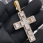 Large Baguette Cluster Cross 3.86cttw Diamond Pendant 10K Yellow Gold HipHopBling