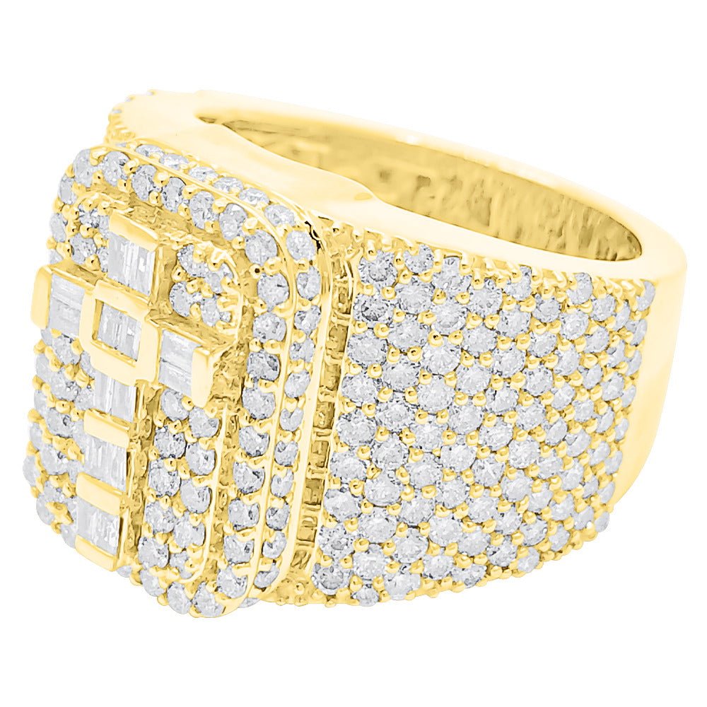 Large Baguette Cross Diamond Ring 3.90cttw 10K Gold 10K Yellow Gold HipHopBling