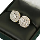 Large Baguette in Circle Diamond Earrings 1.10cttw 10K Yellow Gold HipHopBling