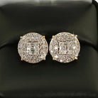 Large Baguette in Circle Diamond Earrings 1.10cttw 10K Yellow Gold HipHopBling