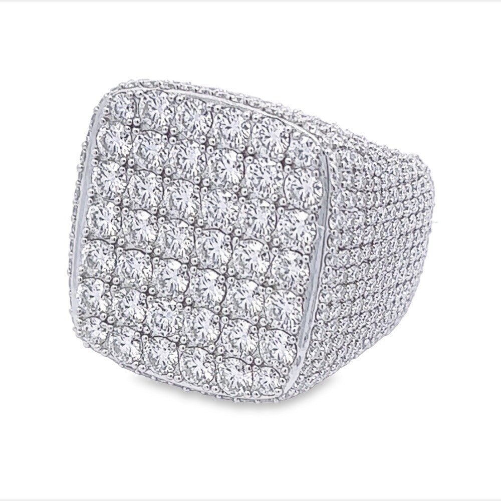 Large Cushion Iced Out VVS Moissanite Ring .925 Sterling Silver White Gold 7 HipHopBling